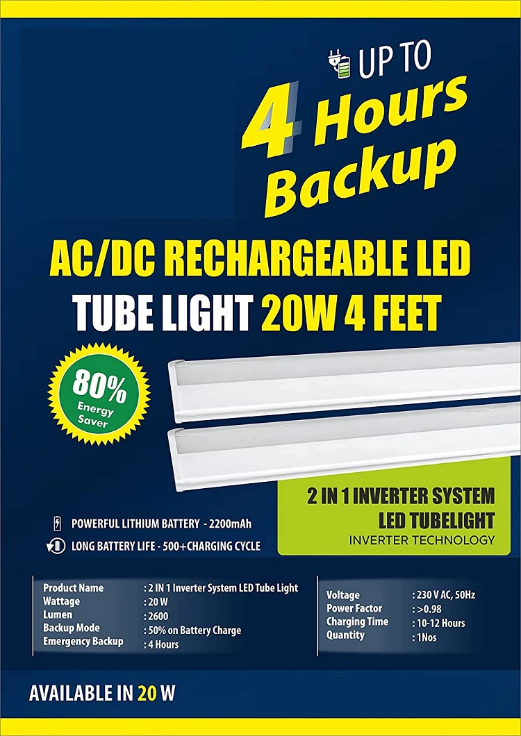 Rechargeable Emergency Inverter LED Batten detail
